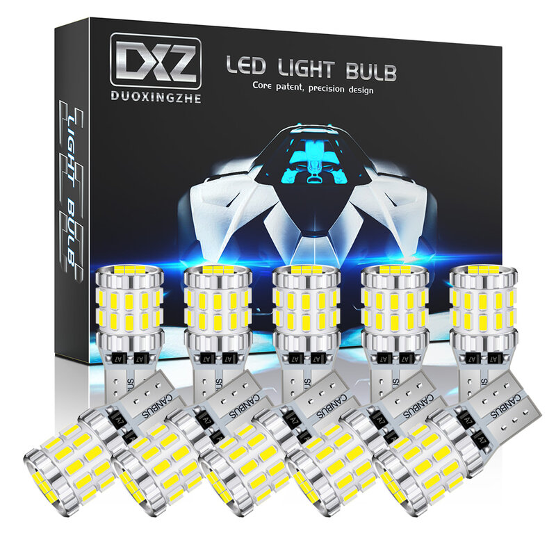 DXZ 10PCS W5W T10 LED 전구 Canbus 30SMD WY5W 194 자동차 통관 인테리어 지도 돔 독서 빛 자동 번호판 램프 12V 3W