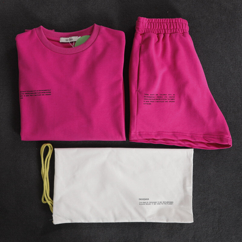 Set Pakaian Olahraga Solid Longgar untuk Wanita Dua Potong Atasan Kaus Ukuran Besar dan Celana Olahraga Set Pakaian Olahraga Jogger Perempuan