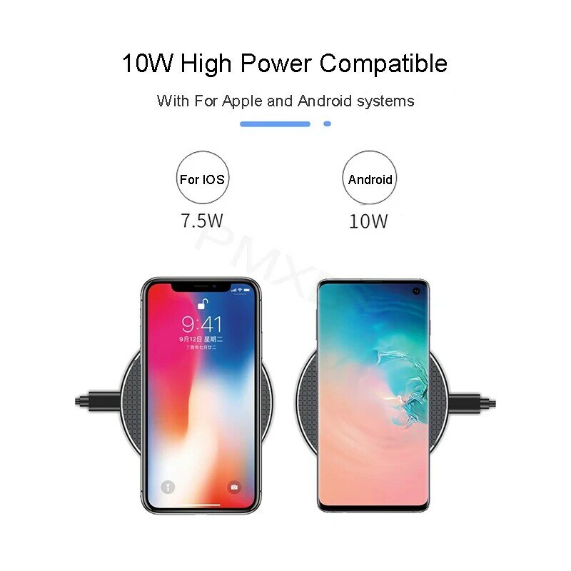 Qi Wireless Charger 10W Power Quick Charging For Samsung S8 S9 10 Wireless Fast Charger Pad For iPhone 11 Pro X XS Max XR 8 Plus