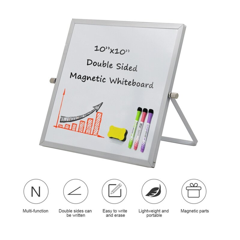 Kleine Magnetische White Board Voor Bureau Dubbelzijdig Desktop Tafelblad Droge Wissen Boord Met Stand Voor Studenten Thuis Kantoor vergadering