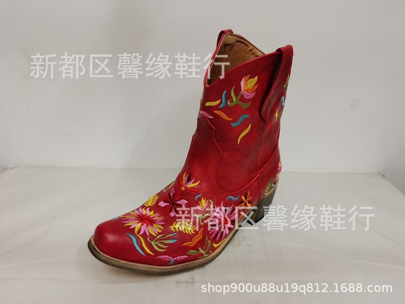 Женские ковбойские ботильоны, повседневные осенние ботинки из искусственной кожи на толстом квадратном каблуке с острым носком, цвет черный/белый, размеры 34-43