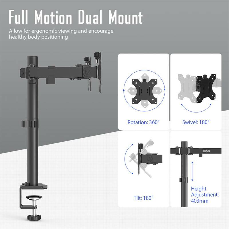 DouxLife DA01 Dual Monitor Stand Desktop Stand Full Motion 360 Degree Steel Monitor Holder 13"-27" Monitor Mount Arm Load 15kg