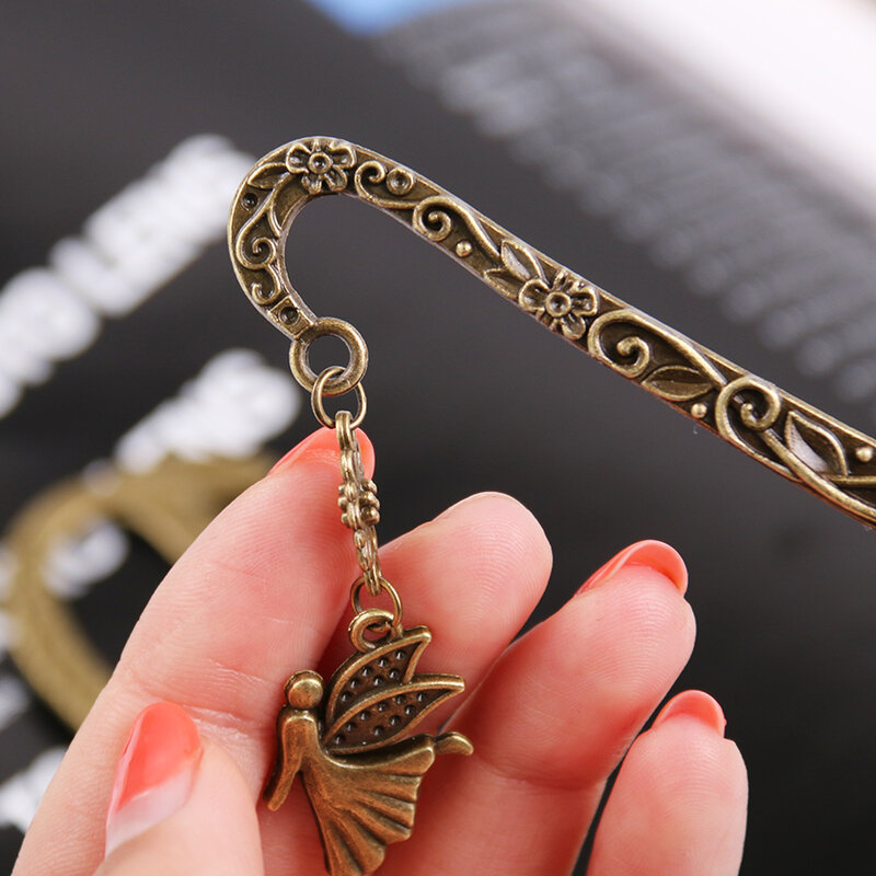 1PC Cute Retro Alloy Metal Bookmark Fashion Mermaid Beaded or Angels Butterfly Bookmarks Creative Stationery