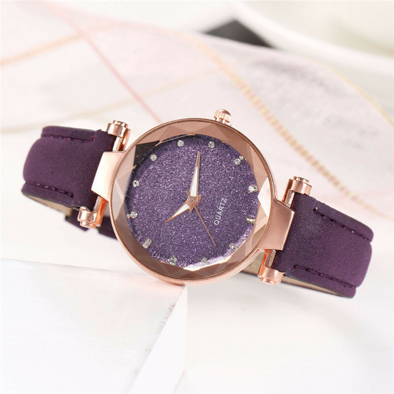 2021 nouvelle montre élégant magnétique ciel étoilé Quartz montres-bracelets exquis diamant rétro bracelet en cuir dames montre