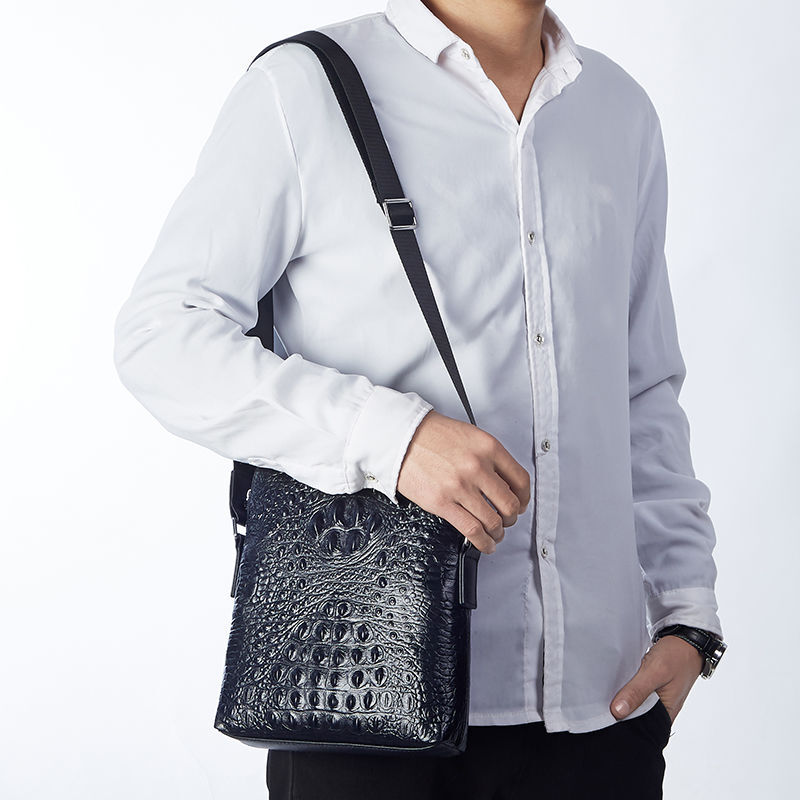 Мужская деловая сумка на одно плечо YILIAN с крокодиловым узором, новинка 2021, Повседневная модная Высококачественная сумка из воловьей кожи с ...