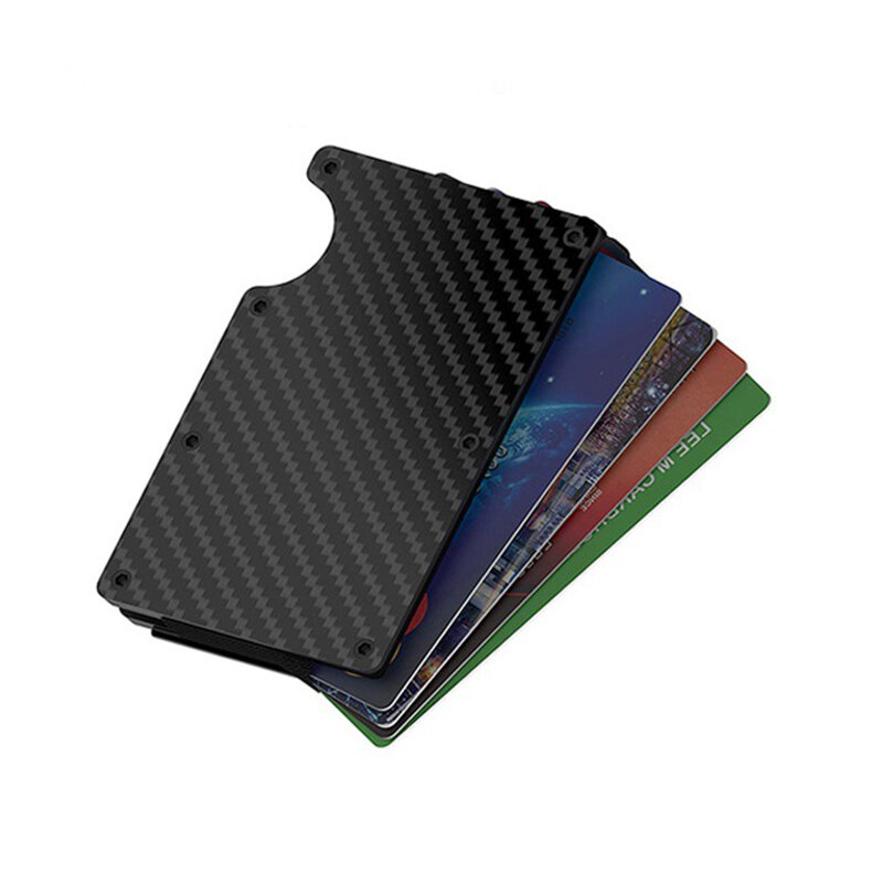 Titular do cartão de fibra de carbono carteira designer de alumínio titular do cartão de crédito metal minimalista rfid carteiras de cartão