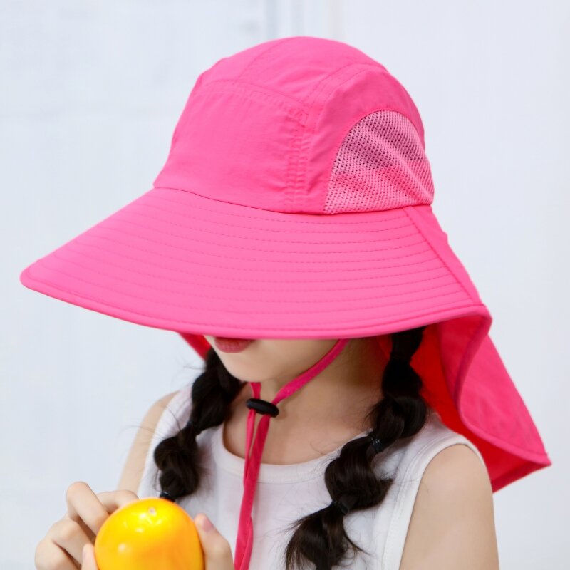 UPF-sombrero para el sol de ala ancha para niños y niñas, gorra ajustable de verano, accesorios de viaje para playa, 50 +