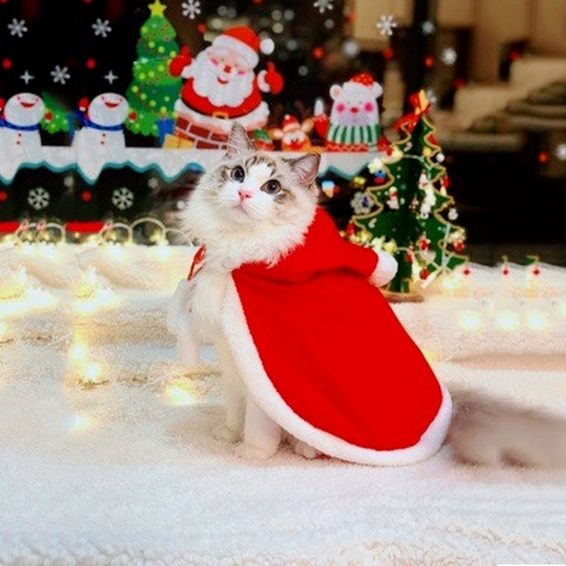 WELLXUNK® Vestiti Natale per Animali Gatti Cani Mantello di Natale Mantello di Natale Gatto M3 Vestiti di Natale per Cane per Domestici Vestito da Natale Festa Vestiti del Gatto di Natale