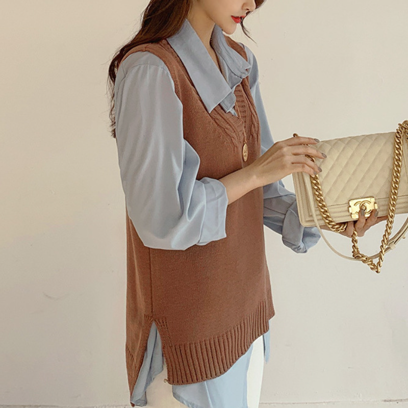 Beautana-女性のニットベスト,Vネックの大きなセーター,ゆったりとしたニット糸,リブ編みのタンクトップ,2021