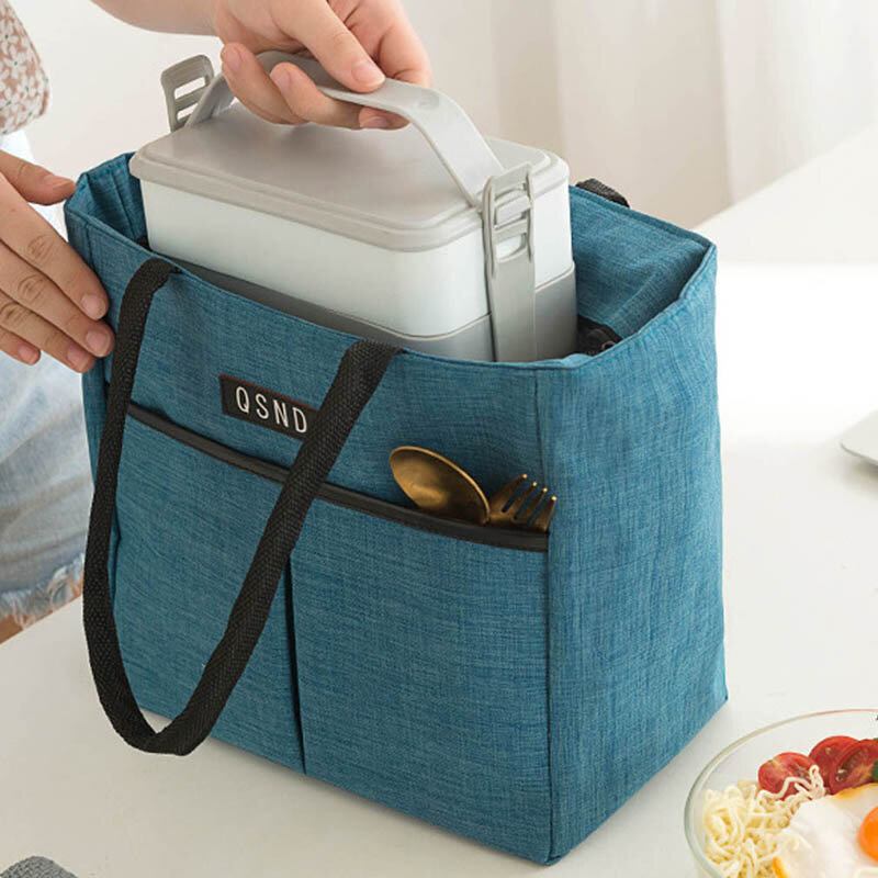 Multi-Function กระเป๋าใส่ข้าวกลางวันฉนวนกันความร้อนอาหารกลางวันกระเป๋าทานอาหารเย็นผ้าใบกระเป๋าถ...