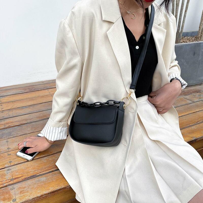 ของแข็งสีขนาดเล็กPUหนังCrossbodyกระเป๋าสำหรับผู้หญิง2021ฤดูร้อนอะคริลิคChain Designerกระเป๋าเดินทางผู้หญิ...