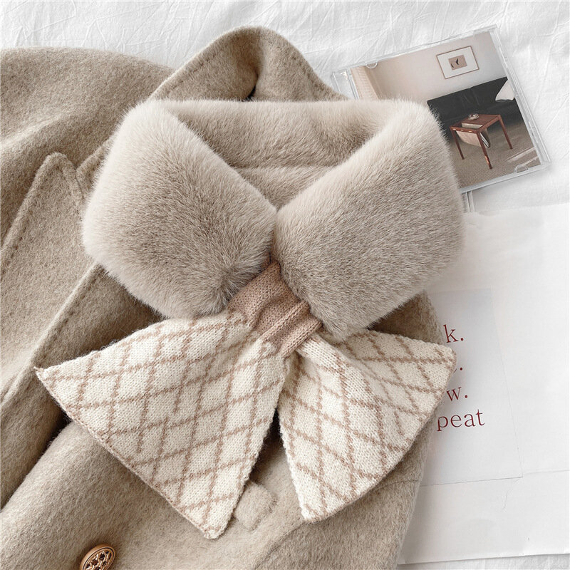 Женский зимний теплый шейный платок из искусственного кроличьего меха, 2021