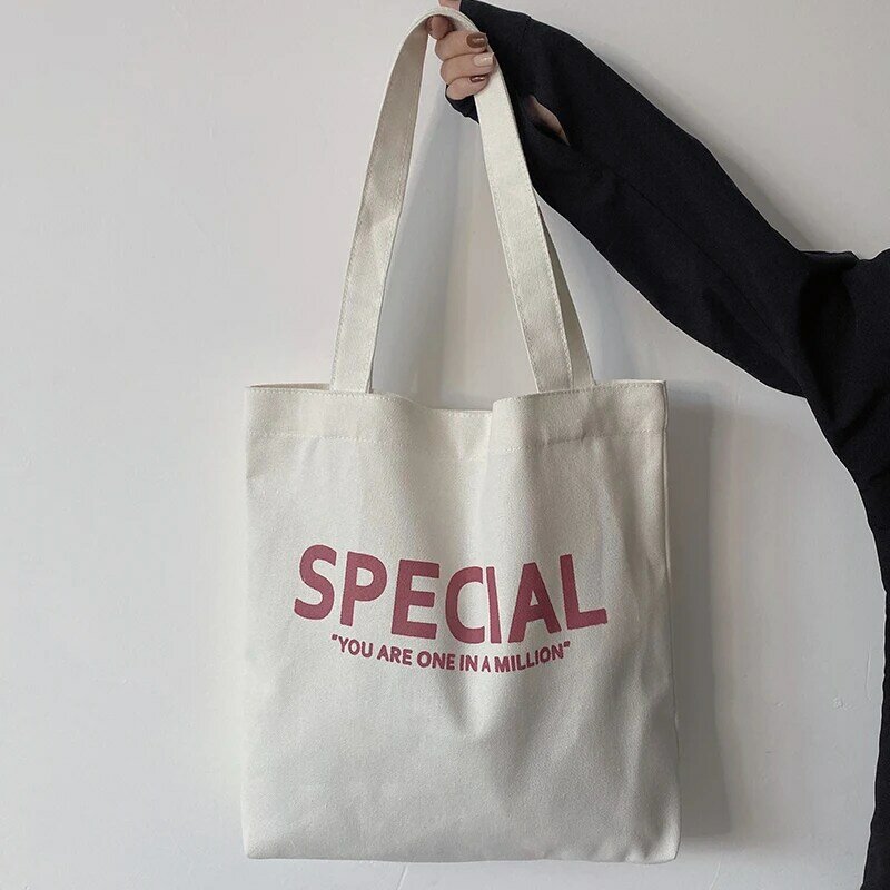 Vegan Canvas Bag 2021 New Women Shoulder Bag Foldable And Reusable Large Capacity All-match Shopping Storage Bag Custom Tote Bag