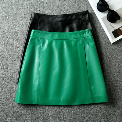 Tao Ting Li Na Genuine Sheep Leather Skirt Women New High Waist Real Leather Sheath Hip Skirt