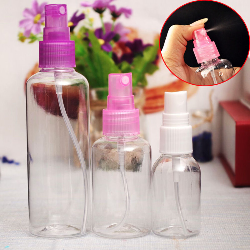 1 Uds 30/50/100ml portátil atomizador de Perfume vacía de plástico transparente botella recargable con rociador maquillaje de belleza envases cosméticos