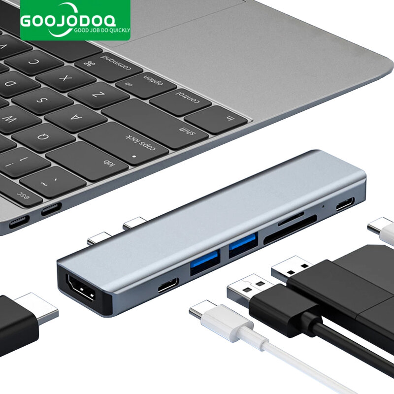 USB نوع C HUB USB C إلى HDMI متوافق مع محطة قفص الاتهام USB 3.0 TF SD قارئ PD 100 واط شاحن ل MacBook Pro/Air M1 Type-C الخائن