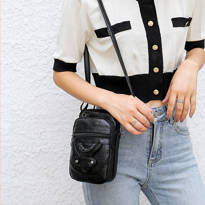 Alta qualidade de couro bolsa feminina moda pequena bolsa de ombro mini bolsa de telefone de viagem bolsa feminina zíper sacos crossbody