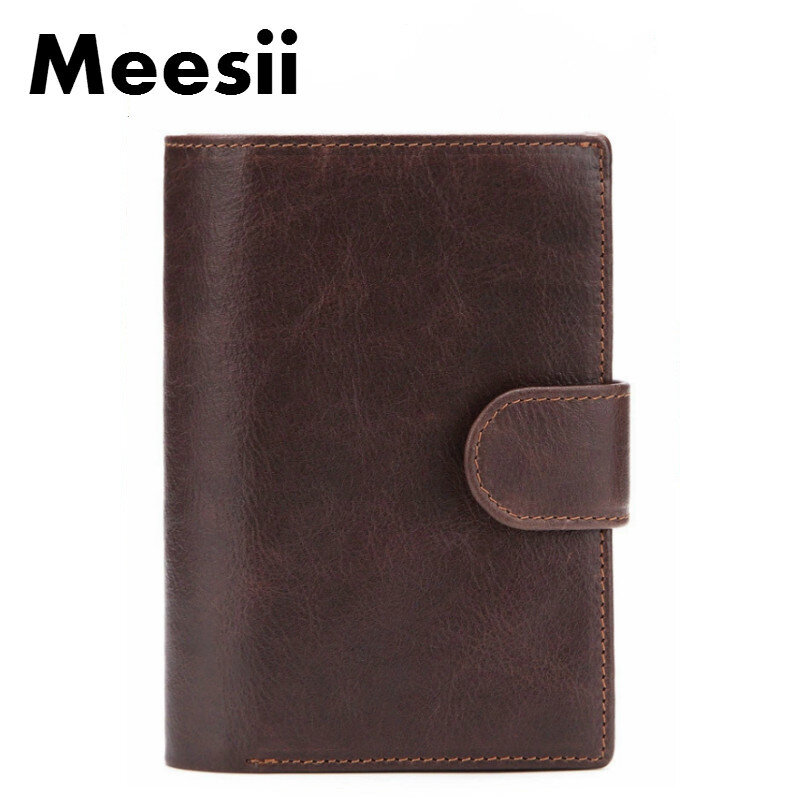 2020 Top Quality Genuine Cow Leather Wallet Men Hasp Design Short Purse With Passport Photo Holder Men Vintage Business Wallet