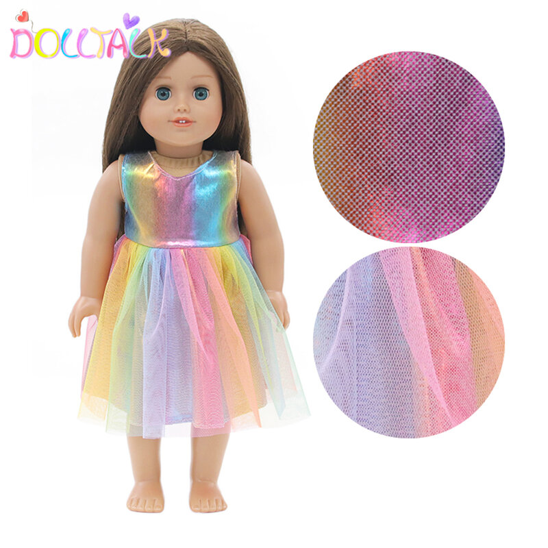 Neue Ankunft Urlaub Stil Bunte Streamer 18 Zoll Puppe Kleid Hohe-qualität Multi-farbe Rock Kleidung Für 43cm BJD Baby Puppen