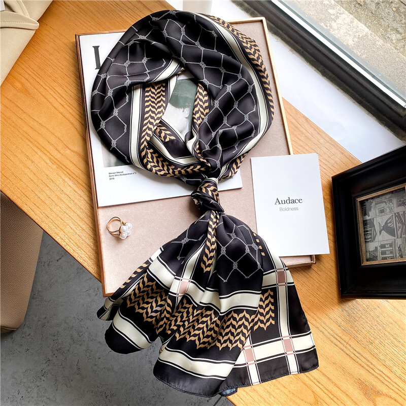 Design Seide Hijab Schal Frauen Turban Muslimischen Kopftücher Schal Wraps Büro Dame Krawatte Dünne Schals 160*40cm bandana Foulard