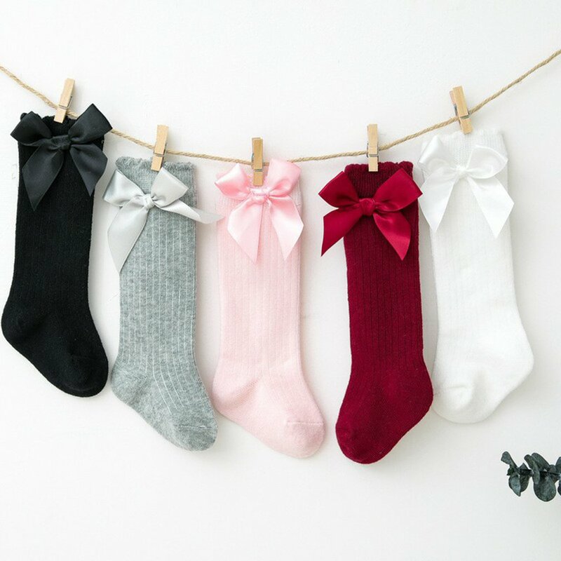 Infant Kleinkinder Socken Komfortabel Warm Halten Kinder Mädchen Kniehohe Lange Socke Baumwolle Bowknot Stil Kinder Boden Socken