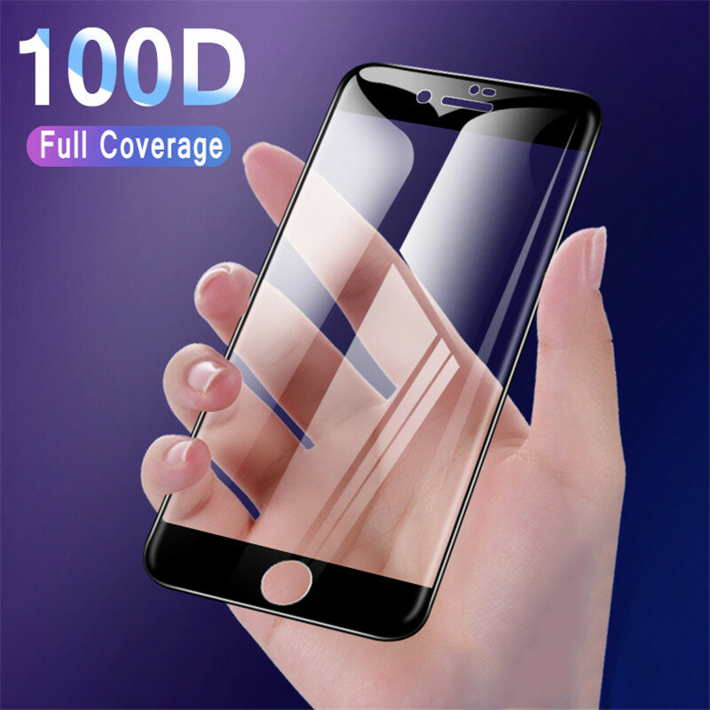 Protector de pantalla de cristal templado 10D para iPhone, Protector de pantalla para iPhone 6 7 8 SE 2020, 3 unidades
