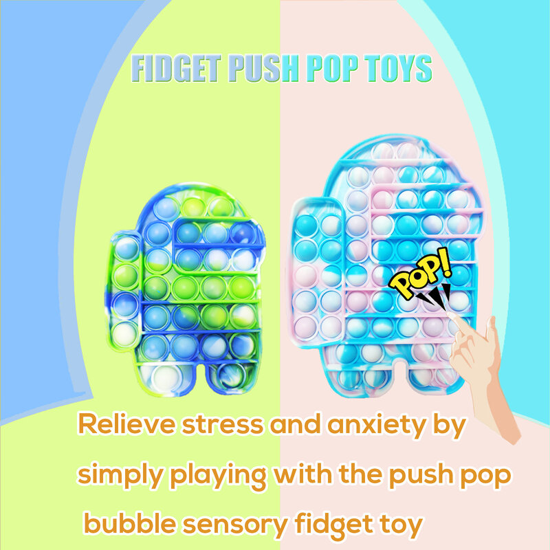 Brinquedos sensoriais da inquietação da bolha do impulso do tamanho grande, grande tie-tintura 58 pops necessidades especiais do alívio do estresse para adultos das crianças (pacote 2)