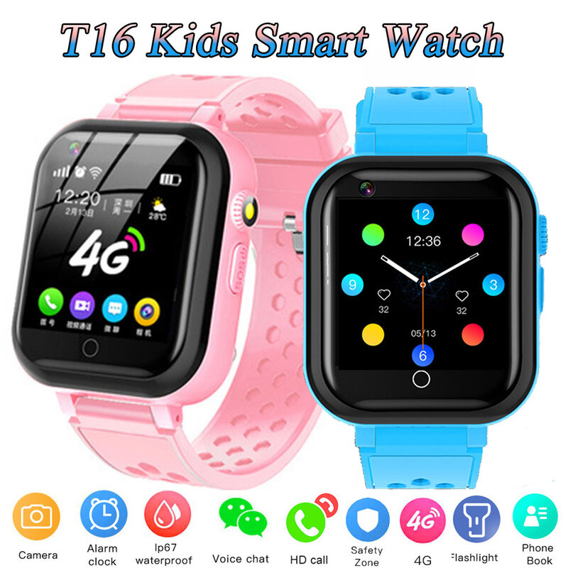 T16 4g relógio smartwatch para crianças ip67 à prova dip67 água gps wifi digital relógio sos chamada de vídeo presentes aniversário relógios inteligentes