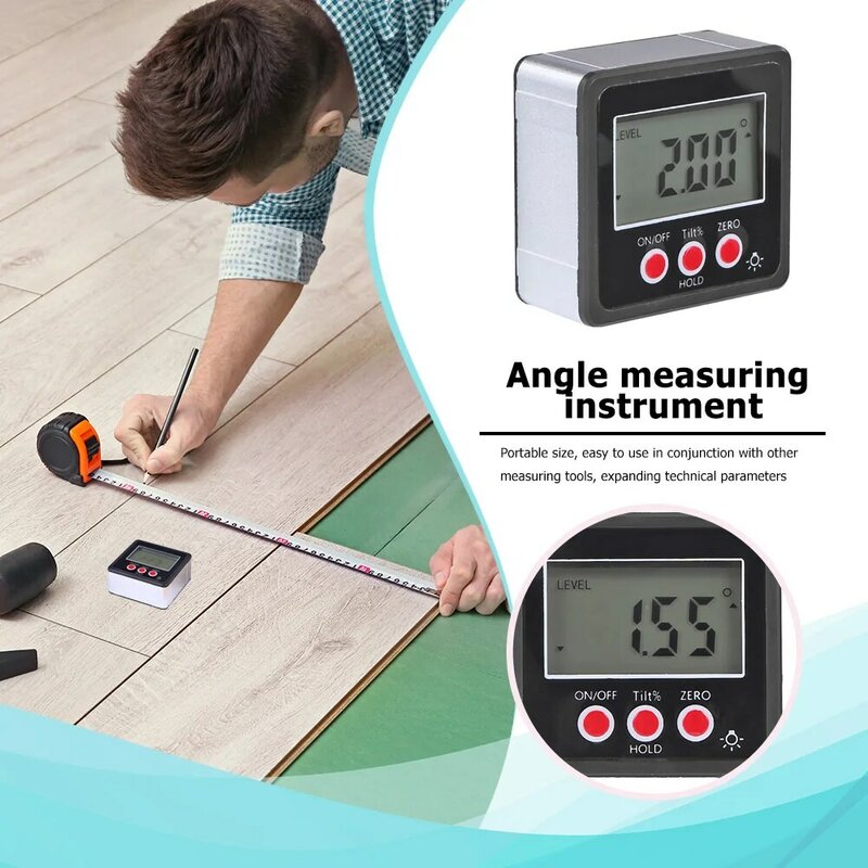 Inclinómetro Digital de precisión, caja de nivel a prueba de agua, buscador de ángulo Digital, caja cónica con Base magnética