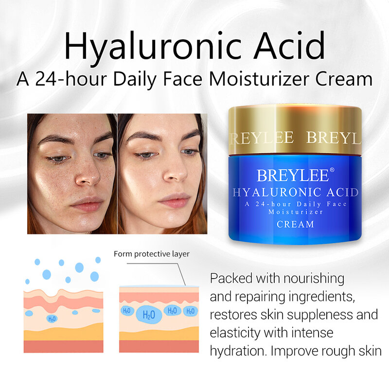 Breylee creme facial para desbotar, creme antienvelhecimento da pele remove manchas escuras e branqueamento de ácido hialurônico, hidratação e retinol