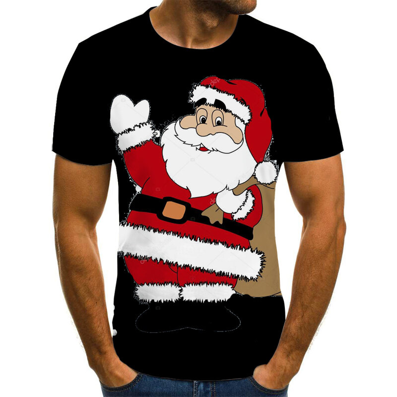 2021 신년 의류 크리스마스 티셔츠 산타 최신 남성복 3D 티셔츠