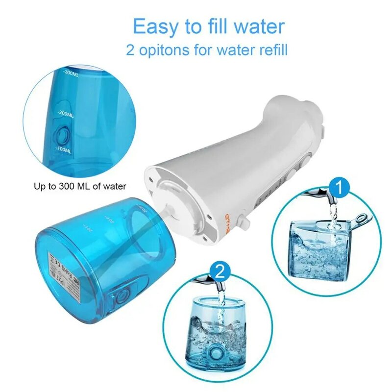 GTMEDIA – hydropulseur Portable, nettoyeur de dents, 3 Modes, irrigateur Oral, 300ml, Rechargeable par USB, étanche IPX7