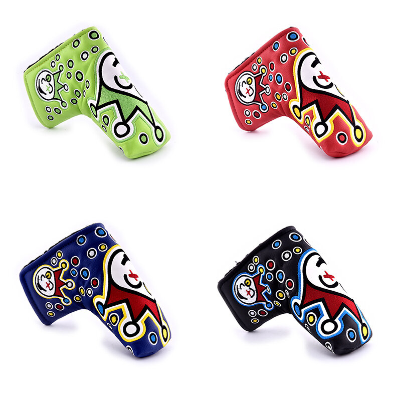 Golf Putter Headcover clown Cover hook and loop fasteners Closure PU Leather spider Golf Putter Headcover golf