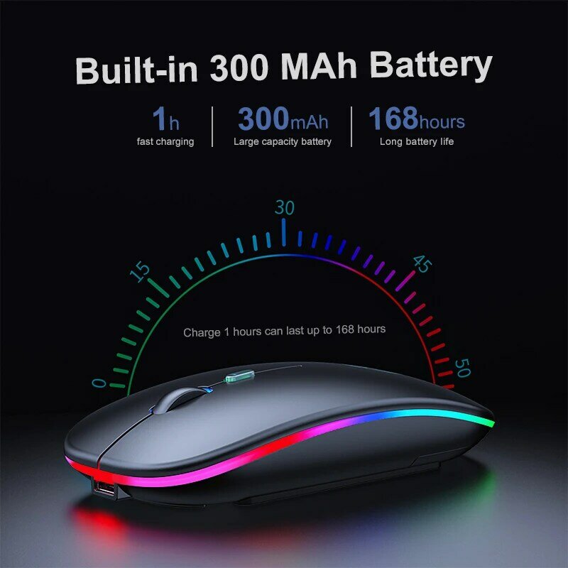 Drahtlose Maus Für Computer RGB Bluetooth Maus Wiederaufladbare Drahtlose Maus USB Stille Mause Ergonomische Mäuse Für Laptop PC