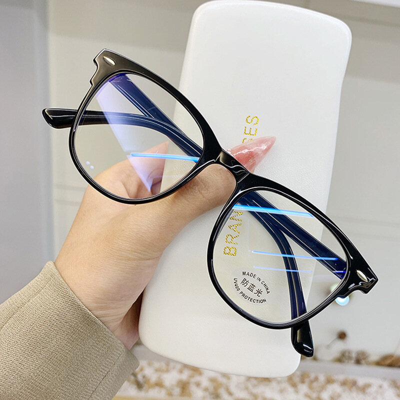 Montura de gafas de ordenador transparente para hombre y mujer, gafas redondas Anti luz azul, gafas de bloqueo, gafas ópticas