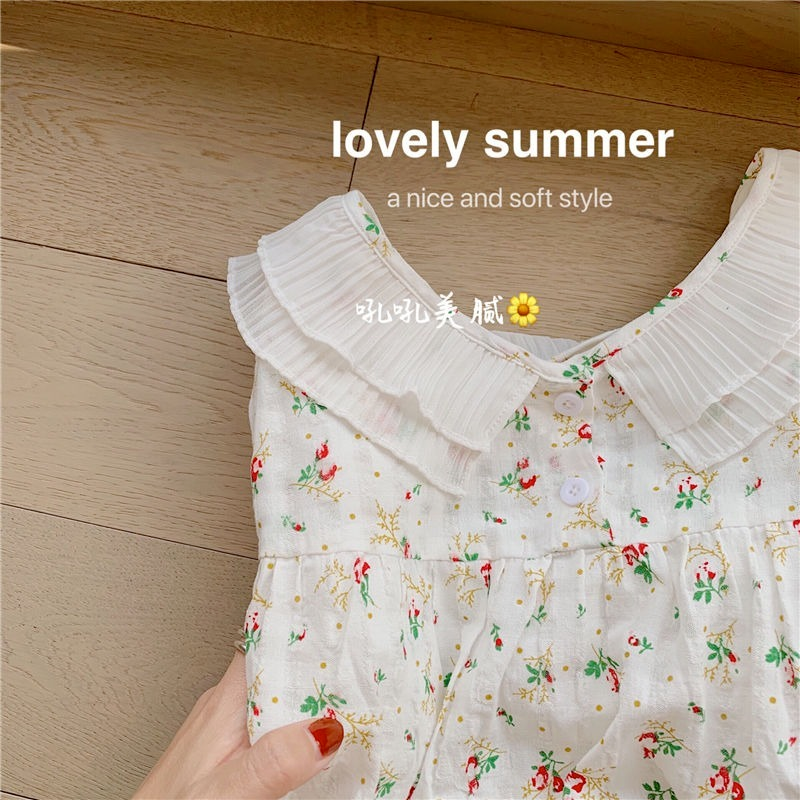 Princesa estilo camisola de algodão coreano sleepwear meninas feminino floral impressão primavera verão camisola doce gola dupla nightie