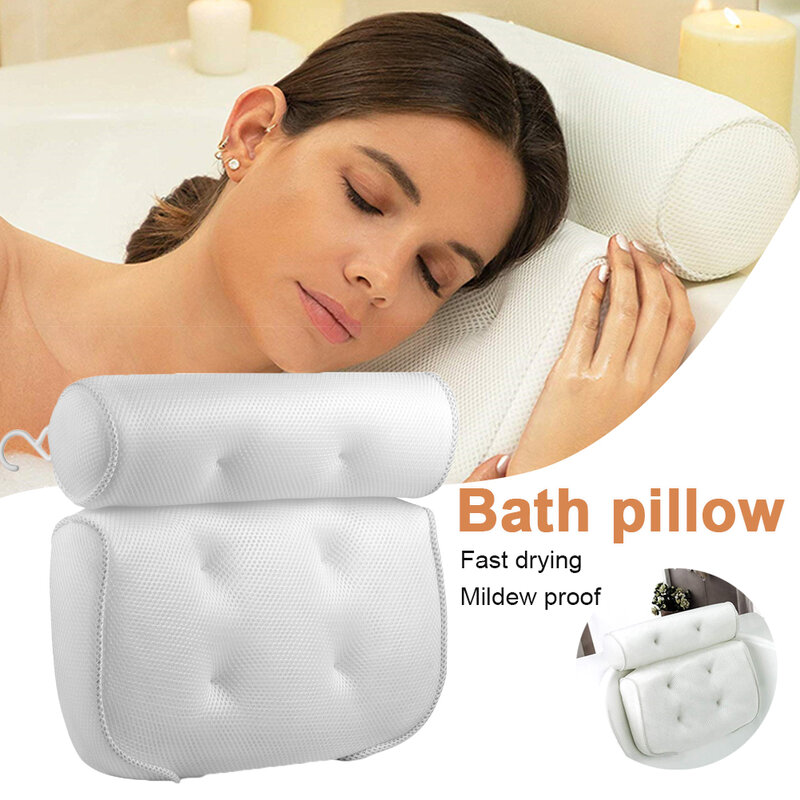 Cojín de baño SPA bañera almohada con tazas de la succión cuello apoyo engrosada almohada de baño para el hogar Spa accesorios de baño