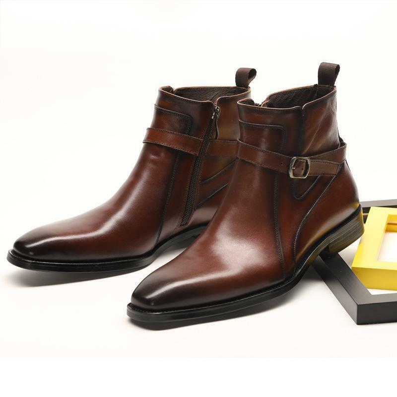 New Business Fashion Dress Pu Leather Shoes Men's Zipper Shoes Cowhide Inner Lining Men Shoes Soulier Homme KV162