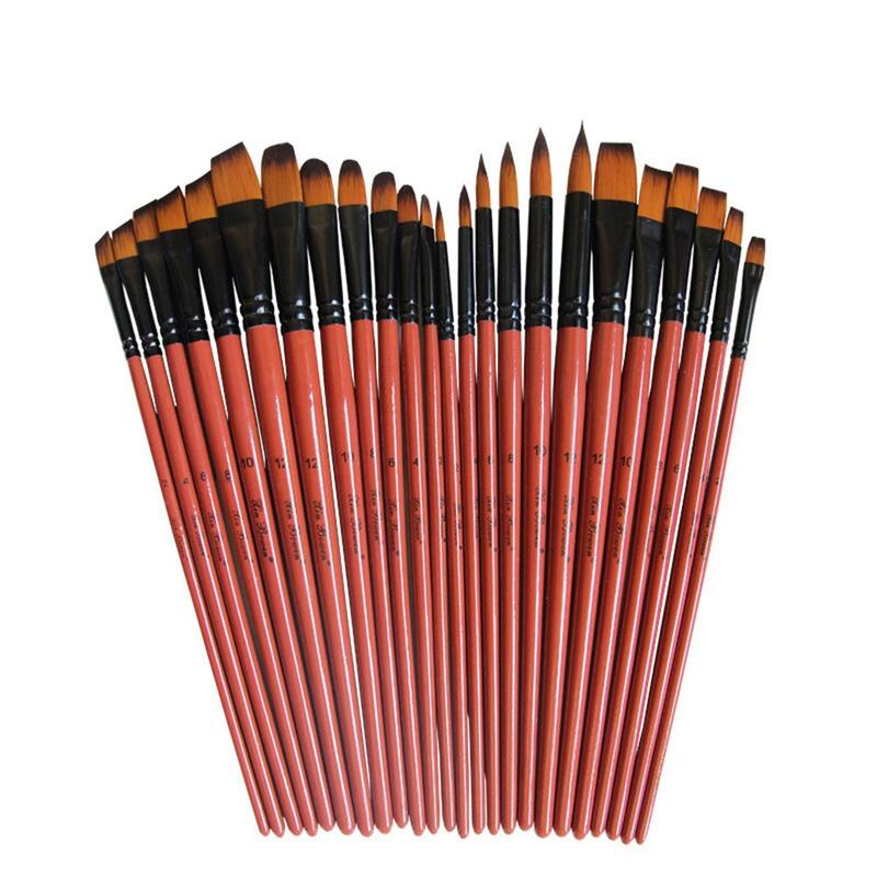 6 Pcs/set Nylon Hair Oil Painting Brushes Acrylic Watercolor Painting Paint Brush Art Supplies