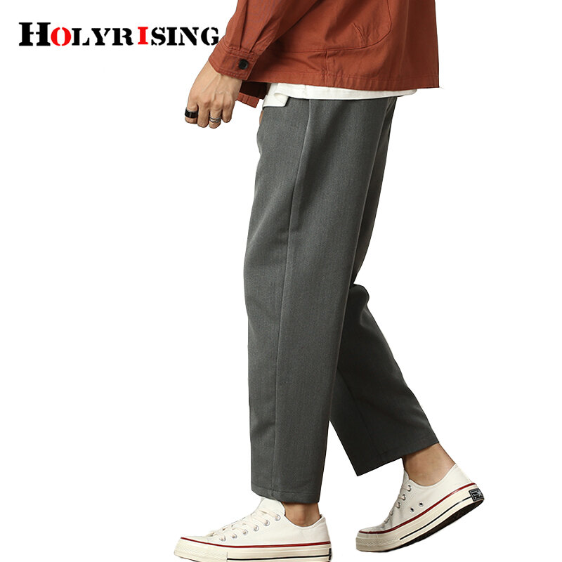Holyrising-pantalones de ocio para hombre, ropa cómoda, elástica, color negro y gris, alta calidad, S-2XL, años 19178 a 5