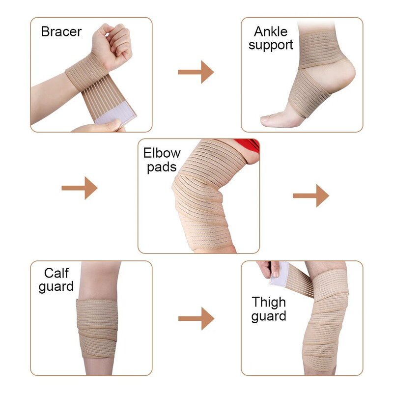 Bandagem de compressão de alta elasticidade, fita esportiva de 40 ~ 180cm para cinesiologia de tornozelo, pulso, joelho, coxa, envoltório protetor de suporte, 1 peça