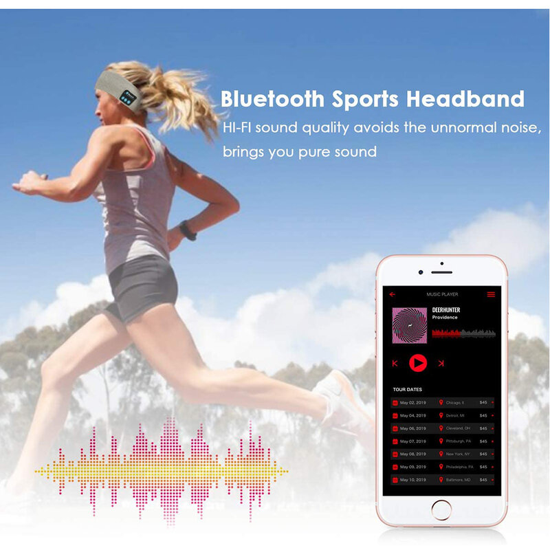 Draadloze Bluetooth Muziek Hoofdtelefoon Hoofdband Knits Slapen Hoofddeksels Unisex Sport Speaker Headset Voor Workout Jogging Yoga