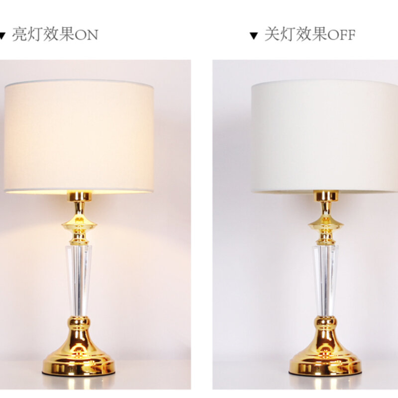 Tuda 26X55cm Gratis Verzending Luxruy Gouden Tafellamp High Grade Crystal Tafellamp Doek Lampenkap Dimmen Tafellamp E27