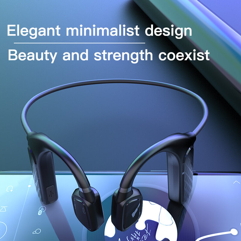 Auriculares de conducción ósea, inalámbricos por Bluetooth 5,0, auriculares estéreo con reducción de ruido, Auriculares deportivos impermeables con micrófono