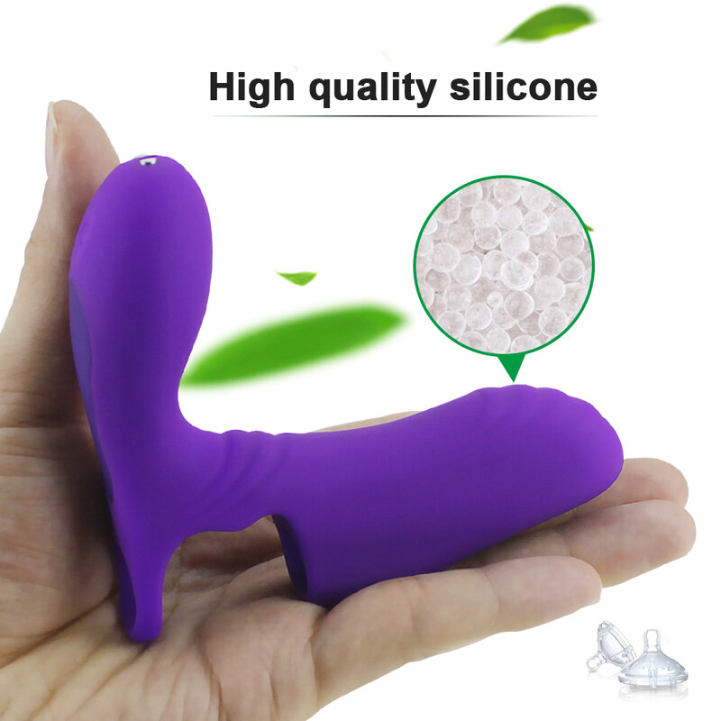 Vibratore della punta delle dita telecomando vibrazione a doppia testa giocattolo del sesso femminile adulto stimolare il clitoride e la masturbazione del massaggio del punto G