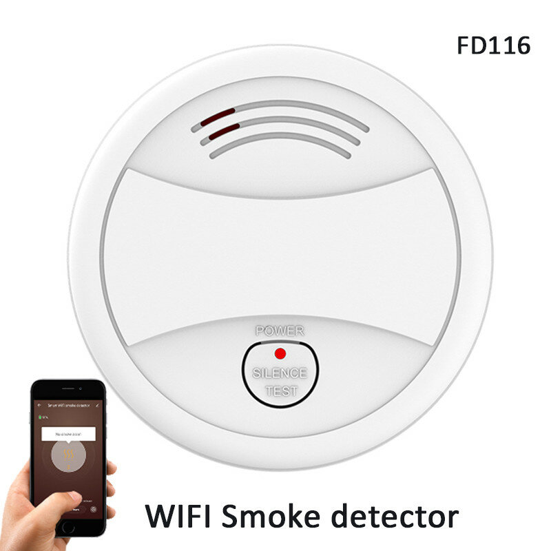 Détecteur de fumée sans fil Wifi Tuya, alarme de fumée domestique, contrôle avec application