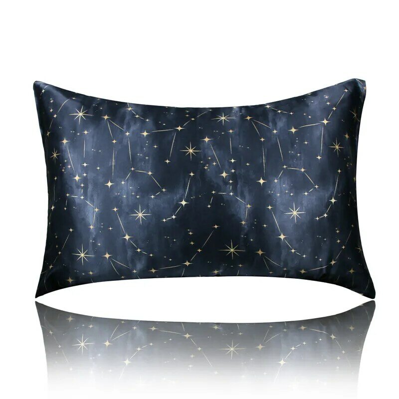 100% Pure Silk Pillow Case With Side Hidden Zipper Luxury Square Pillow Cushion Cover Ankha 22 momme Mansphil Black Starry Sky