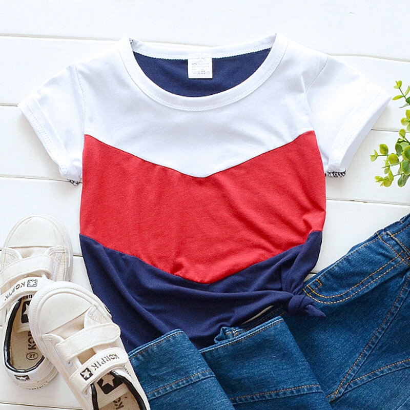 Lato w nowym stylu odzież dziecięca z krótkim rękawem dla dzieci 2020 odzież dziecięca koszulka chłopięca paski bawełna producent ubrań dla dzieci
