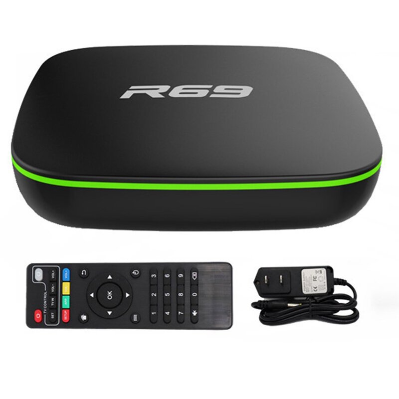 R69 스마트 TV 박스 2GB + 16GB 4K 고화질 쿼드 코어 2.4G Wifi 셋톱 박스 1080P 지원 3D 영화 미디어 플레이어