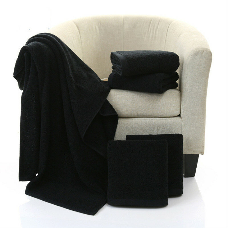 100% cottonnon-fading black towel jacquard soft bamboo fiber towel thickened absorbent black towel for home hotel beauty salon